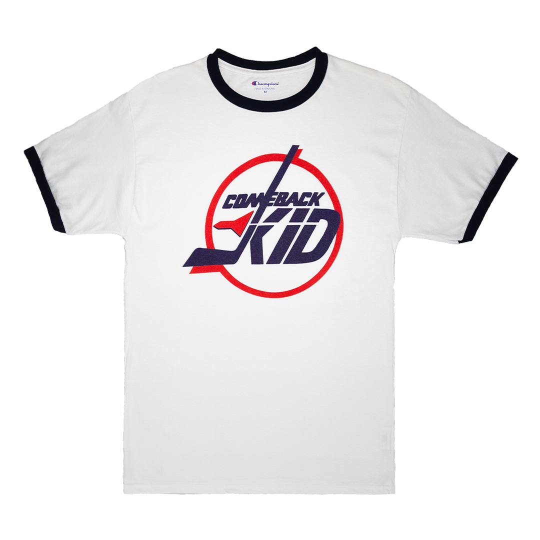 Jets White Ringer Tee